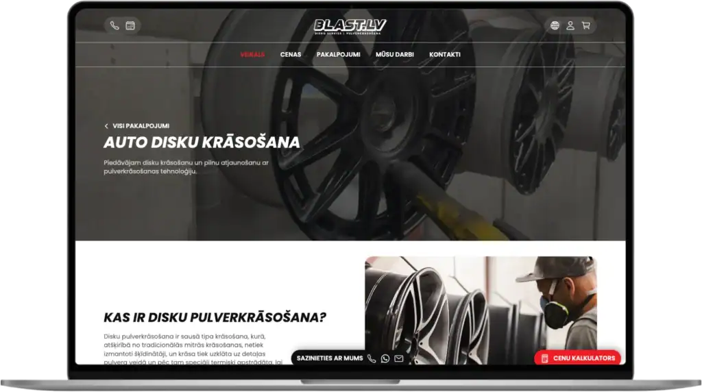 Blast UI UX dizains Pielāgota izstrāde API integrācija SEO optimizācija quo build portfolio desktop view 2