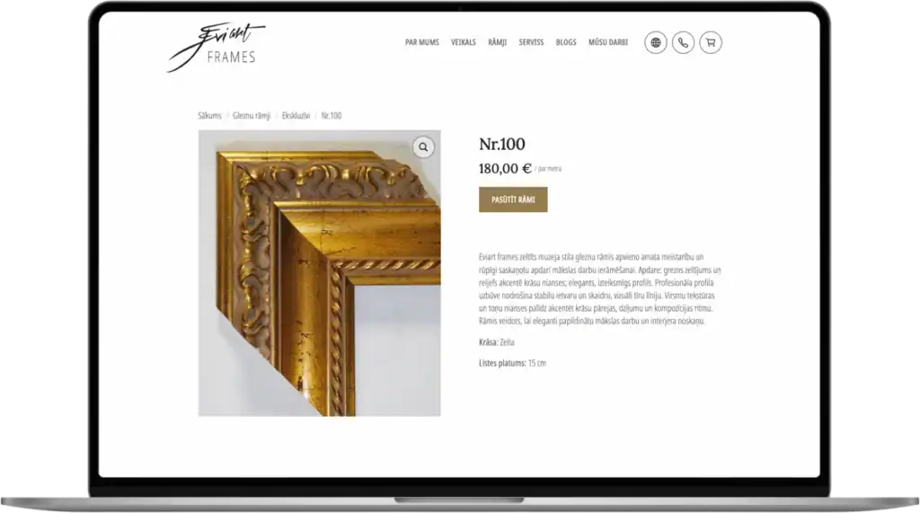 Eviart rāmji UI UX dizains Pielāgota izstrāde Stratēģija SEO optimizācija quo build portfolio desktop view