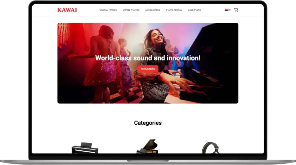 Kawai Latvija E-veikala izstrāde UI UX dizains Stratēģijas izstrāde quo build portfolio desktop view 2