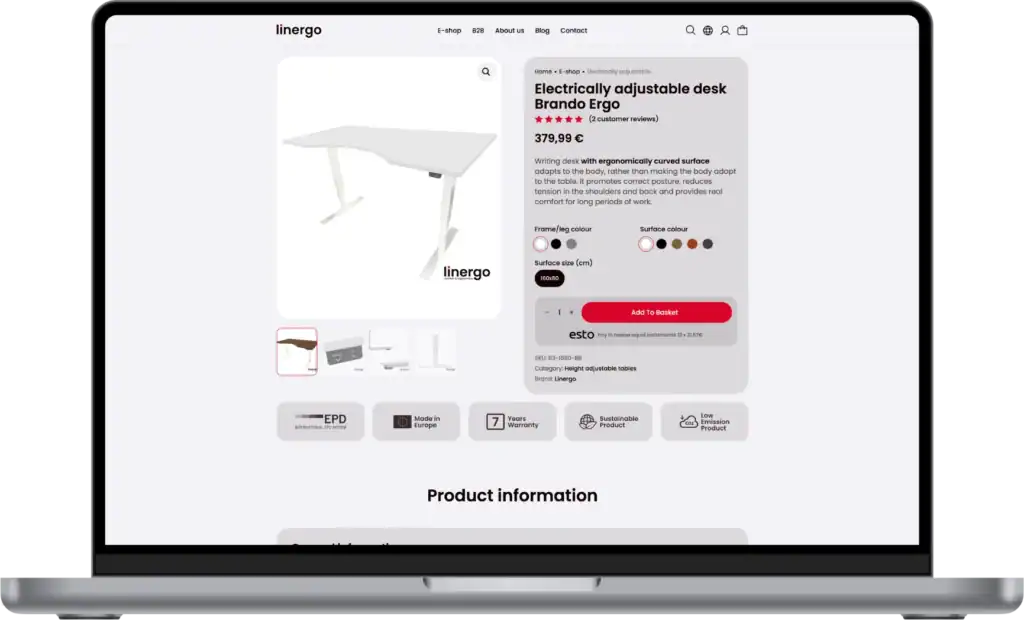 Linergo E-veikala izstrāde Mājaslapas izstrāde SEO optimizācija UI UX dizains quo build portfolio desktop view