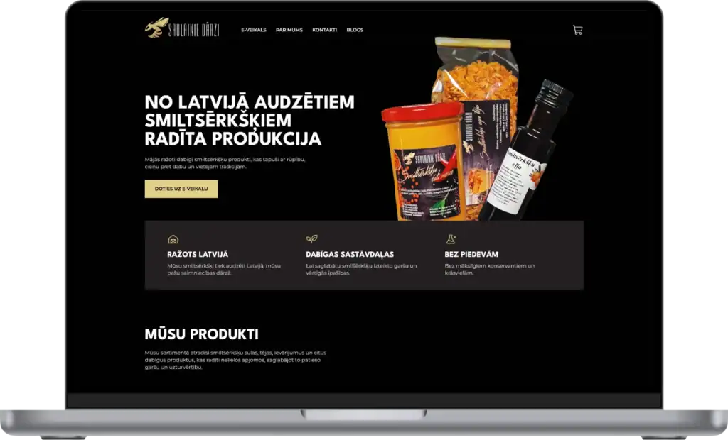 Saulainie dārzi E-veikala izstrāde Mājaslapas izstrāde SEO optimizācija UI UX dizains quo build portfolio desktop view 2