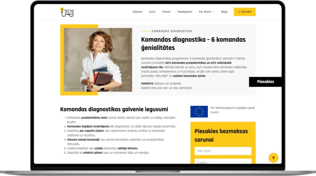 TrainingLab Pielāgota izstrāde uzlabotas pēc loģikas SEO optimizācija quo build portfolio desktop view