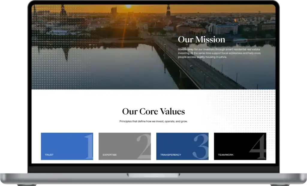 Vicmans Capital Mājaslapas izstrāde SEO optimizācija UI UX dizains quo build portfolio desktop view
