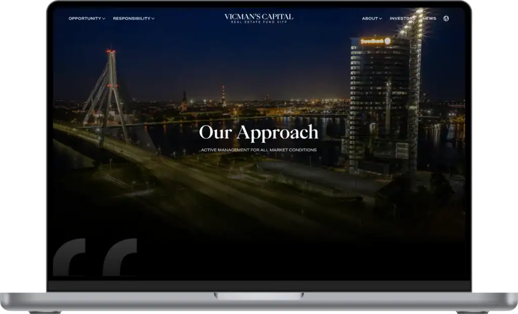 Vicmans Capital Mājaslapas izstrāde SEO optimizācija UI UX dizains quo build portfolio desktop view 2