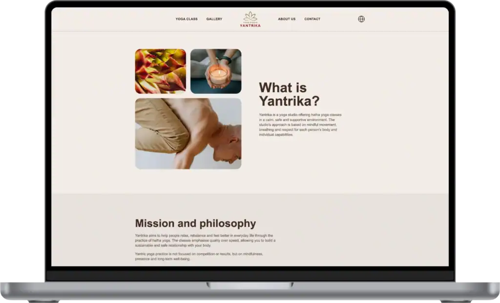 Yantrika Mājaslapas izstrāde SEO optimizācija UI UX dizains quo build portfolio desktop view 2