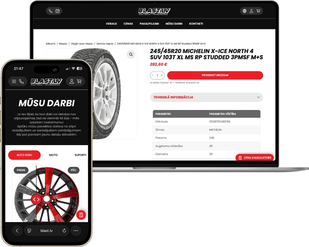 Blast darbvirsmas + tālruņa skats