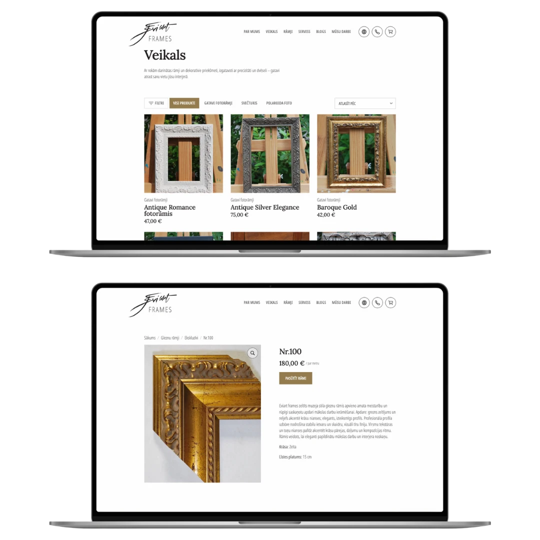 Eviartframes darbvirsmas skats